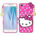 Clickaway Hello Kitty Case for Vivo Y55/Y55S/Y55L 3D Soft Cute Cover for Girls/Women Silicone Rubber Back Cover With Pendant-Baby Pink/Pink