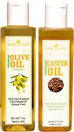 Park Daniel Pure Olive Oil And Cold Pressed Castor Oil For Daily Skin Care Routine to get Moisturized Skin, 200 Ml Each (Combo Of 2)