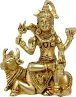 Brassaura Brass Shiva Brass god Idols home and décor and Gift item Decorative Showpiece - 12 cm (Brass, Gold)