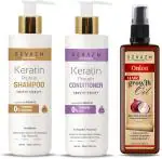 Sevaen Keratin Smooth Shampoo, Conditioner And Hair Growth Oil For Men And Women - 3 Pc