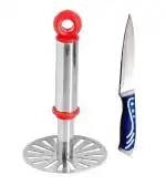 Stainless Steel Pav Bhaji Masher With Kitchen Vegetables Cutting Heavy Knife and Multicolour, Pack of 2