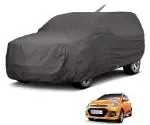 Auto Hub Car Body Cover Compatible for Hyundai Grand i10 (Model : 2013-2019) with Mirror Pocket and Antenna Pocket, Water resistant, Elastic Bottom, Triple Stitched, 2X2 Grey Matty