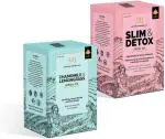 HEALTHY & HYGIENE Slim & Detox Green Tea (Tea Bags) And Chamomile & Lemongrass Combo Tea (20 Pyramid Bags) Green Tea Pouch (2 x 20 Bags)