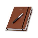 COI Brown 2023 Corporate Business Elastic Diary / Planner Gift For Man And Woman With A Pen.