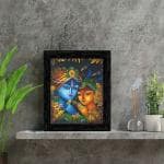 Indianara Radha Krishna Framed wall Painting with Table Top 2328TT(BK)-WITH GLASS Digital Reprint 8 inch x 6 inch Painting (With Frame)