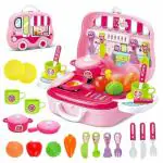 ADKD Plastic Portable Cooking Kitchen Play Set Pretend Play Food Party Role Toy-Multicolor