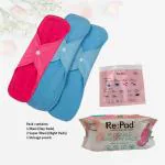 Re:pad Reusable Sanitary Pads for Women - Pack of 3 (1 Maxi Pink Pad + 2 Super Maxi Blue Pads)