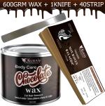 KURAIY Chocolate Wax for Smooth Hair Removal - 600gm chocolate extracts + 40 Wax Strips +1 Steel Knife