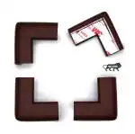 Kids Station Made in India Baby Proofing Corner Protector for Kids Safety, Soft Cushion for Sharp Furniture/Table Corner (30g/mt Dense, 4 pcs, L- Shape, Brown)