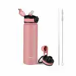 Pigeon Rush Thermos Stainless Steel Sipper Flask with Straw 750 ml - Pink