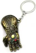 Blue Aura Beets Collection Gold Metal Thanos Infinity Gauntlet Marvel Avengers Superhero Movie Collectible Key Chain