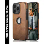 SYOTT Protective COLOR Pure Leather Back Cover For Apple Iphone 15 Pro | Shield Your Device with Style | Brown