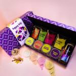 Healthy Treat Festive Fun Holi Gift Box I Holi Gift Hamper I Snacks, Thandai, Herbal Gulal I Corporate Gifts I Personal Gift Box I Premium Gift Hamper | Roasted Dry fruit Snacks and Skin Friendly Holi colour