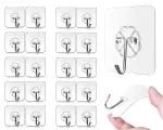 Homeleven Wall Hooks for Hanging Adhesive Wall Hook Transparent Self Adhesive Wall Hooks Heavy Duty 1 Kg Load Capacity Sticky Hooks Pack of 20