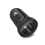 Portronics CarPower Mini Car Charger with Dual Output, Fast Charging (Type C PD 20W + QC 3.0A) Compatible with All Smartphones(Black) (POR-1287)