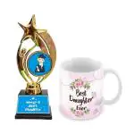 Tuelip Best Daughter Ever Ceramic Coffee Mug 350 ml with Trophy (Gift Set)