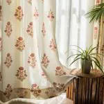 Urban Space 100% Cotton Curtains for Door,Room Darkening Cotton Curtains 7 feet Long Set of 2 with Eyelets and TieBack(Liberty Maroon, Door 7 Feet X 4 Feet),Floral,Grommet Curtains