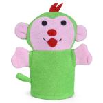 Babymoo Green Cotton Funky Monkey Bath Time Fun Hand Puppet Loofah Bath Glove