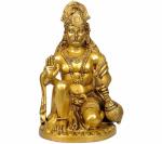 Idol Collections Gold Brass Blessing Lord Hanuman, Idol Collections Goddess Mariamma Figurine South Sculpture Home Office Temple Gift Item Showpiece Golden, 6.8 Inch