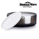 HomeeWare Assorted Round Plastic Coaster with Holder 9.5 cm (Set of 6)