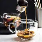 Cracker Clear Glass Heat Resistant Soup Bowl Coffee Mugs Cup With Handle For Beverages 450ml (2pc)