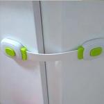 Safe-o-kid Multipurpose Push-Key Easily Adjustable 4 Child Safety Lock Straps/Latches For Baby Proofing (Green) Pack of 4