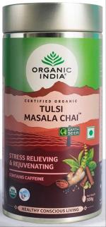 Organic India Tulsi Masala Chai Green Tea (1 Tin, 100 gm in Each Tin)