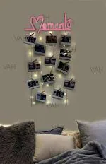 Vah Pink Moment Hanging Photo Display Collage Organizer With Wooden Clips Led Light