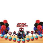 Festiko Spider Man Theme Birthday Decoration Combo (36 Pcs), Birthday Party Decoration Items, Superhero Happy Birthday Theme Party Decoration Cake, Cup Toppers, Multicolor Balloons