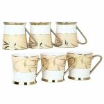 Femora Indian Ceramic Grey and Gold Line Tea Cup 155 ml (Set of 6)