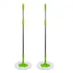 Scotch-Brite 2-in-1 Bucket Plastic Spin Mop Handle, Head & Refill (Green, Pack of 2)