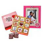 Chocoloony Valentine Chocolate 9 Pcs Milk Chocolate, Love Photo Frame For Girlfriend Boyfriend