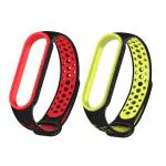 Epaal Straps for Mi Band 5 Sports Silicone Replacement Strap Wristband Compatible with Mi Band 5 (Combo: Green + Red)