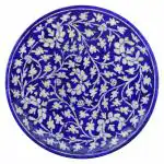 CRAFT PARK Jaipur Blue Pottery KripalSingh Design Home Decor Wall Hanging Handmade Plate/Serving Plate 8 inch (Blue)
