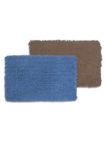 BIANCA yakuza blue/brown Shaggy Floor Rug-2pc Medium solid(60 cm x 40 cm)