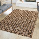 MRIC Collection Handmade Jute Carpet For Living Room Bedroom Dining Room Floor Carpet Size 5 x 8 Beige/Black Jute Rugs