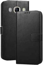Clickaway Black Faux Leather Back Case Cover For Samsung Galaxy J7
