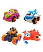 CrackaDeal Plastic Unbreakable Friction Powered Toy Set of Car Plane Robot Plane & Monster Car, Multicolor (Pack of 4)