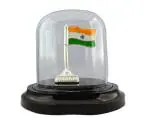 SILVERSPOT JEWEL 999 Pure Silver Beautiful Tiranga/Flag/Tricolour with Acrylic Base Idol/Statue for Gift Item for Auspicious Occasion/Car Dashboard