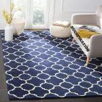 Rugspiration The Polygon Design Collection Off White, Navy, Blue Wool Hand Tufted Carpet For Living Room-Bedroom And Hall, 5 X 7 Ft