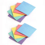 QinPin All-in-One Cellulose Sponge Scrubber: Soft Yet Durable Dual-Sided Scrub Pad, Magic Cleaning Sponge for Kitchen, Home & Bathroom Surfaces (Pack of 5)