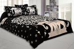 JAIPUR FABRIC Black Cotton Double Bed Sheet With 2 Pillow Covers 274 x 224 cm