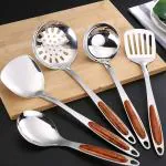 Leeonz Ladle, Serving Spoon, Spatula & Slotted BBQ Turner, Perfect for Ladling Soup, Stir-Frying Food, Grilling, Scraping, Turning Meat, Mixing Scrambled Eggs, Flipping Burgers (Set of 5)