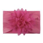 SYGA Baby Girl Headband Nylon Flower Baby Soft Wide Chiffon Flower Bow Stretchy Hairband Hair Accessories for Kids Newborn Infant Toddler Girl- Dark Pink