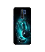 Casotec Cool Headphone Design 3D Printed Hard Back Case Cover for Mi Redmi 9 Prime