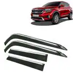 Kingsway Car Wind Deflectors Rain Guard Window Visor for Kia Seltos 2019, 2020, 2021, 2022, 2023, 2024, 2025 Model, Car Door Visor with Chrome Lining Online India, Car Sun Shades