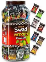 Swad Mixed Assorted Candy Jar (Kaccha Mango, Imli, Coffee, Cola, Pan, Orange) 100% Vegan & Gluten Free, Digestive & Tasty Masala Toffee | Indian Sweets, 200 Candies Jar