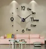 Plastic Modern 3D DIY Wall Clock Self Adhesive Wall Sticker of Large Size DIY Frameless