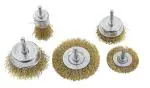 KHADIJA Brass Coated Wire Brush Wheel and Cup Brush Set with 1/4-Inch Shank, 5 Sizes Coated Wire Drill Brush Set (Golden), Set of 5