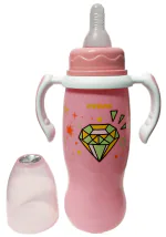 MINI TREE Feeding Bottle for Baby 6+ Months Baby Milk Bottle, REGULAR Neck with HANDLE, Anti-Colic Nipple | Pink | 270 ML